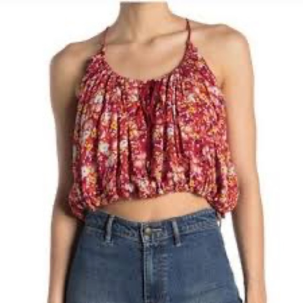 New! Women’s Free People Daisy Babe Bubble Halter Tank Floral Size M